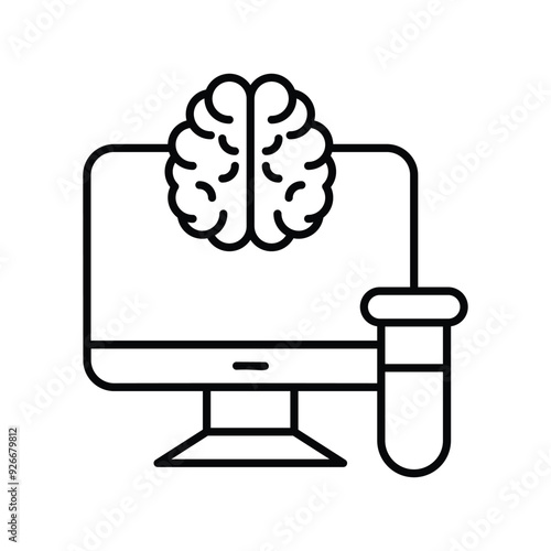 neuroscience line icon with white background vector stock illustration