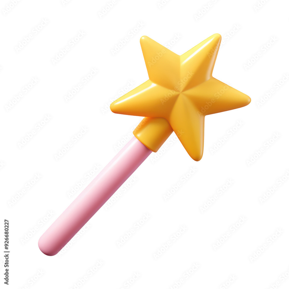 3D illustration of a star shaped magic wand with a pink handle, great for fairy-tale or magical-themed designs. Isolated on transparent background, png. 3D illustration of a star shaped magic wand with a pink handle, great for fairy-tale or magical-themed designs. Isolated on transparent background, png.