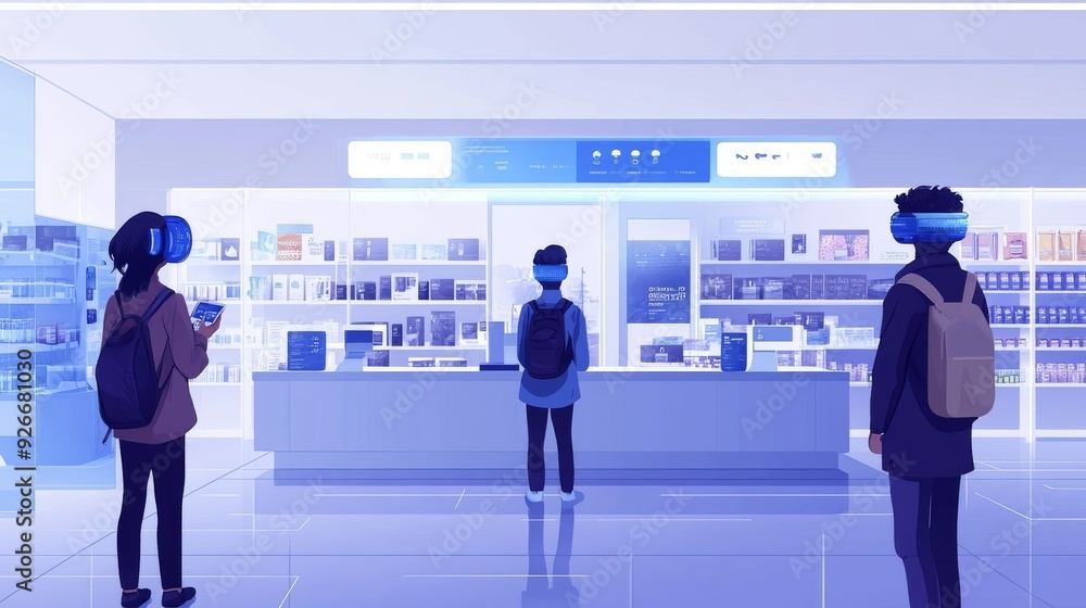 Futuristic Retail with AI-Driven Customer Service: Retail stores offering personalized customer service through AI. Futuristic Retail with AI-Driven Customer Service: Retail stores offering personalized customer service through AI.