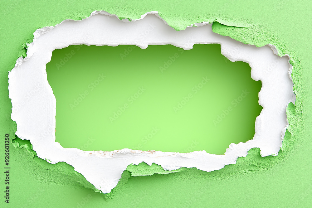 A green wall with a white hole in it A green wall with a white hole in it