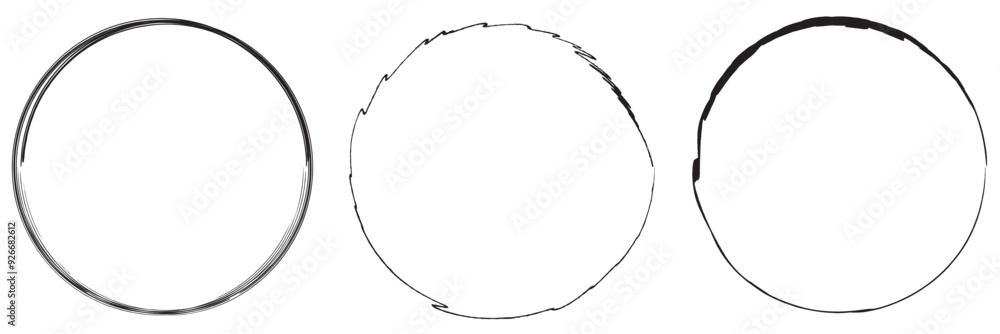 Hand drawn circle line sketch on a white background . Hand drawn circle line sketch on a white background .