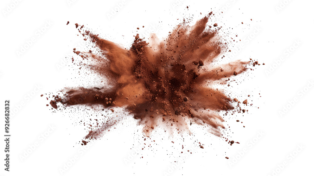 bright chocolate paint color powder festival explosion burst isolated white background. bright chocolate paint color powder festival explosion burst isolated white background.