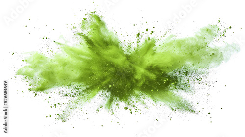 abstract powder splatted background, Freeze motion of green powder exploding/throwing green.