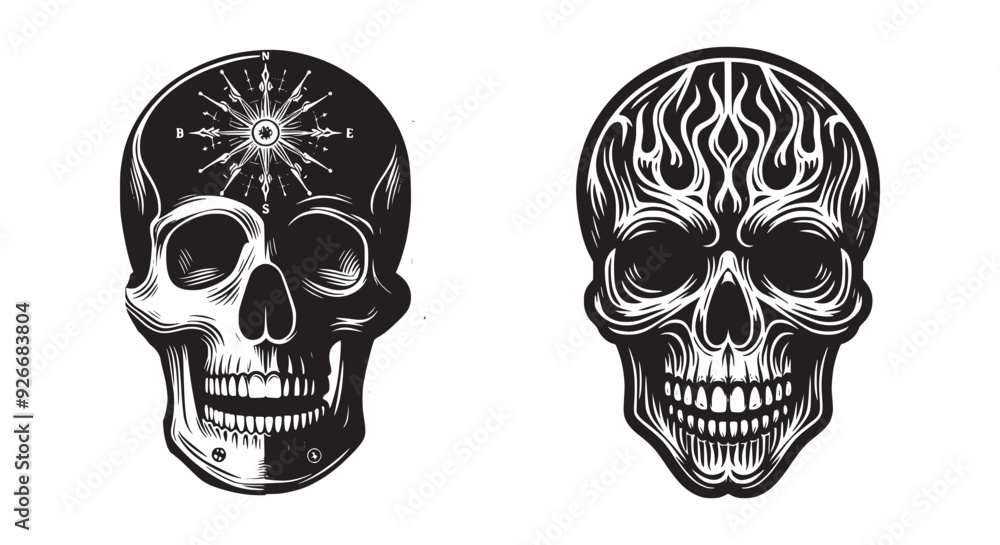 Warrior Skull Vector Silhouettes Warrior Skull Vector Silhouettes
