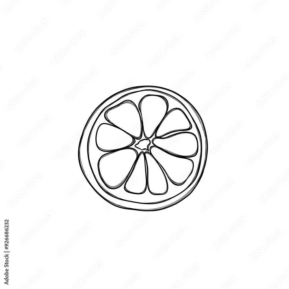 Freehand sketch of an orange slice. template for autumn sticker Freehand sketch of an orange slice. template for autumn sticker
