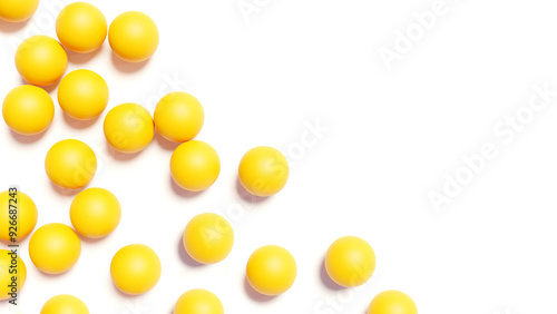 Yellow balls on white backg...