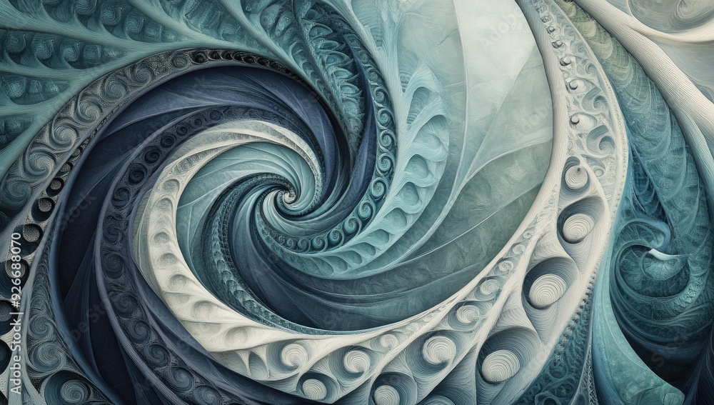 Obraz premium Abstract swirl pattern in blues and whites.