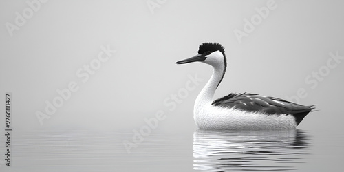 Colorful Western Grebe Bird Illustration on White Background photo