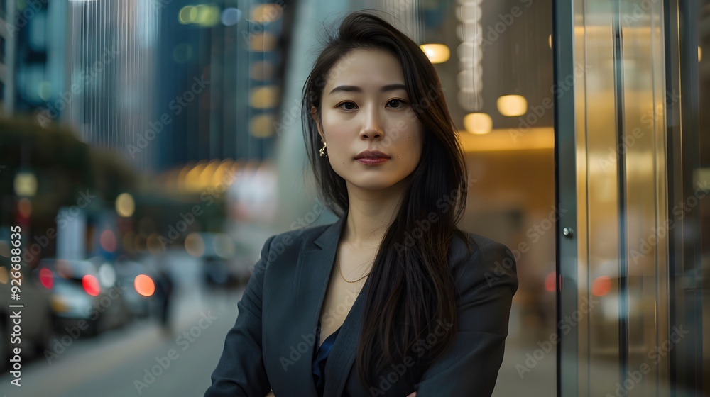 Naklejka premium Asian woman in suit