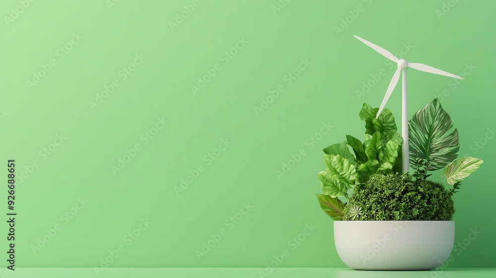 Renewable energy, sustainable growth, government policy, 3D illustration Renewable energy, sustainable growth, government policy, 3D illustration
