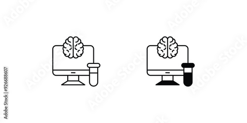 neuroscience set icon with white background vector stock illustration