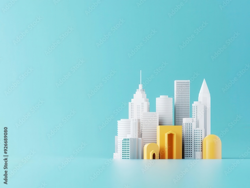 Economic reform, policy implementation, urban development, 3D illustration Economic reform, policy implementation, urban development, 3D illustration