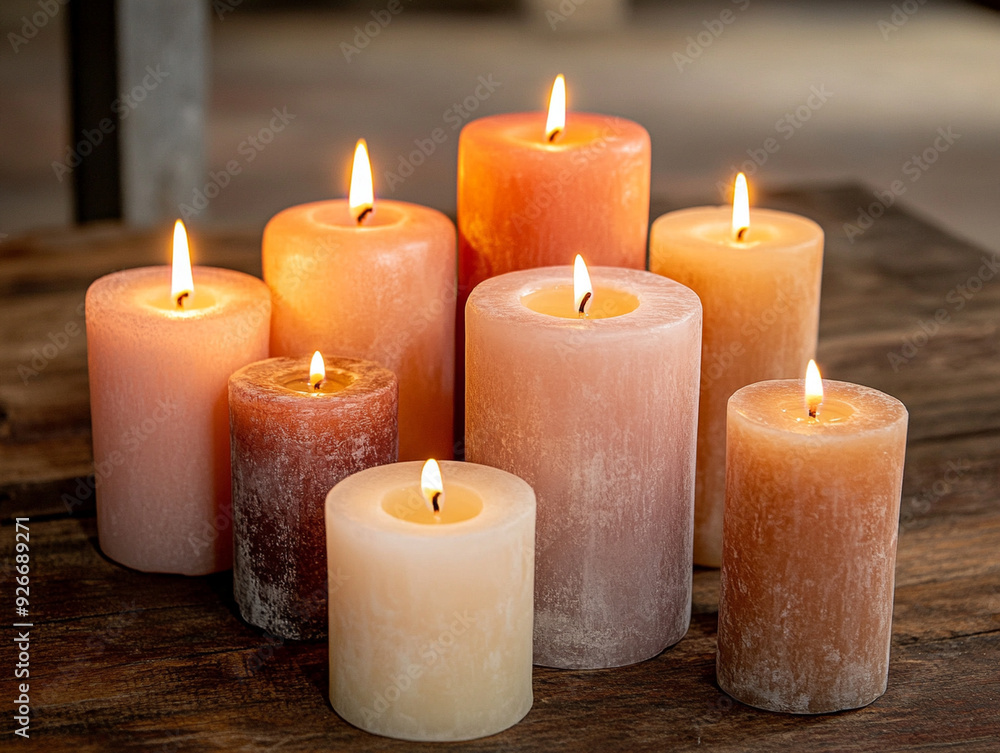 The warm glow of tea lights casting heat. The warm glow of tea lights casting heat.