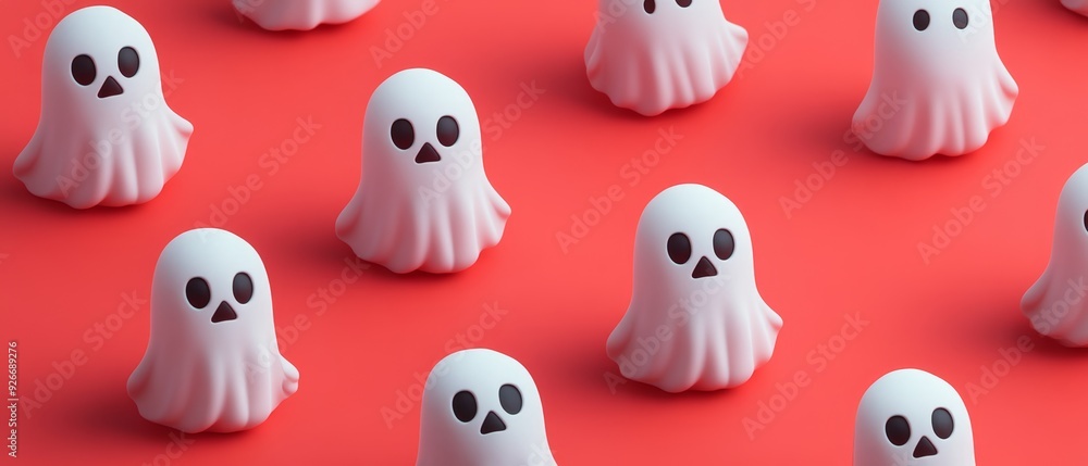 Halloween ghost pattern in white on orange background. Perfect for spooky seasonal designs. Halloween ghost pattern in white on orange background. Perfect for spooky seasonal designs.