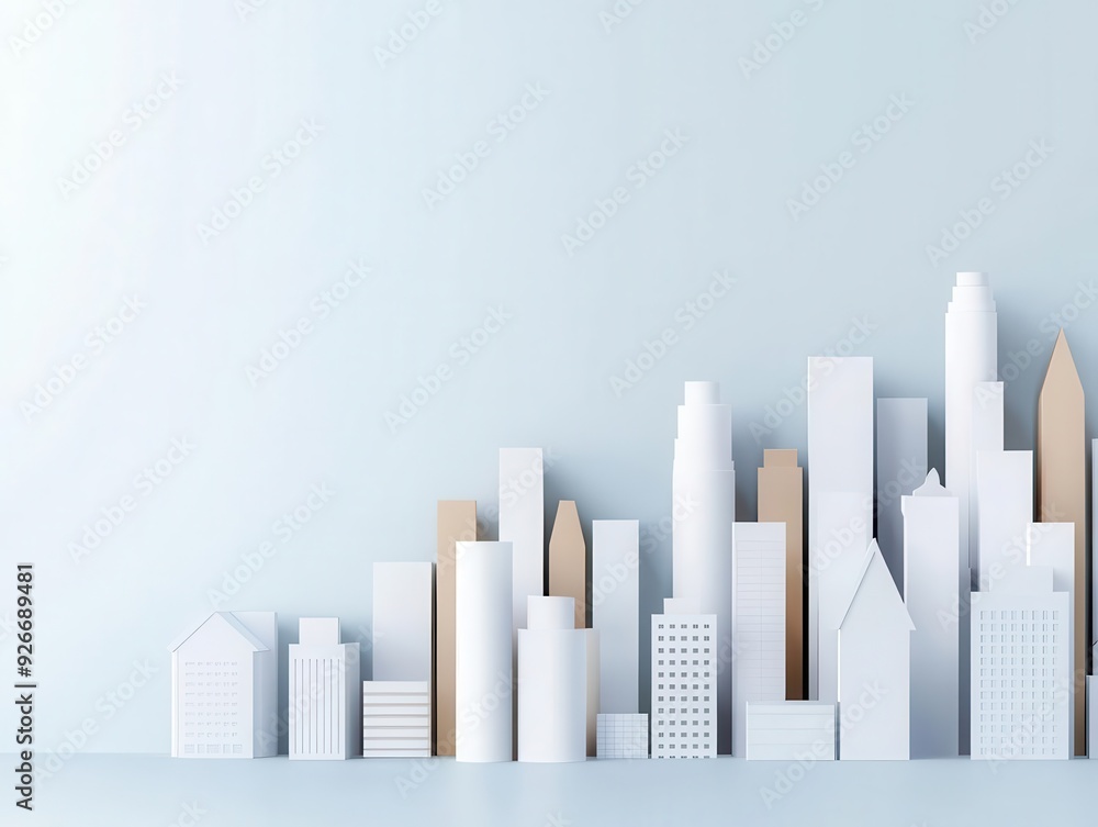 Urban development, modern skyscrapers, economic progress, 3D illustration Urban development, modern skyscrapers, economic progress, 3D illustration