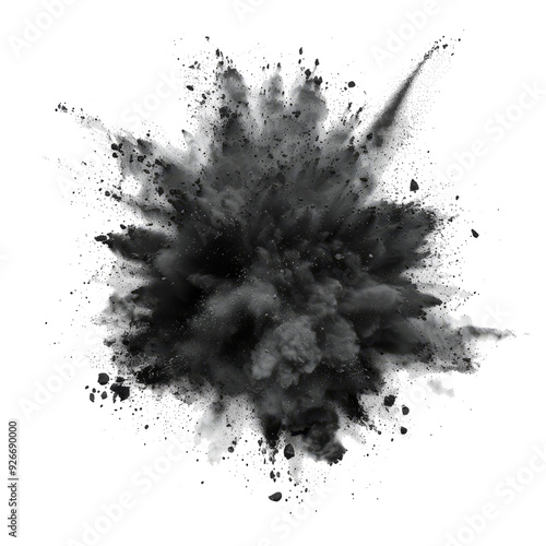 black paint color powder festival explosion burst isolated white background.	 photo