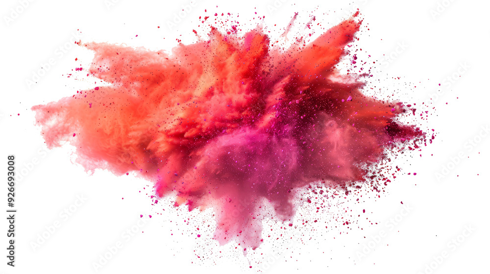 A succinct depiction of a red paint color powder festival explosion, isolated against a transparent background A succinct depiction of a red paint color powder festival explosion, isolated against a transparent background
