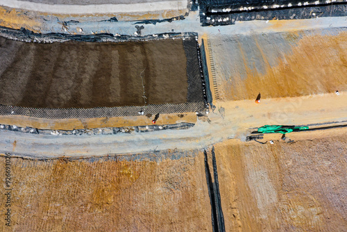 Installation process of geosynthetics in industry and mining photo