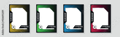 trading card template design for sports, picture frame for player performance, photo frame or border collection for hockey, basketball and football player, sports flyer design, template eps 10.