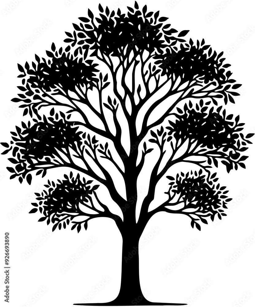 Tree black silhouette clip art. Tree isolated on white background. Tree silhouette vector. Simple Tree icon vector Tree black silhouette clip art. Tree isolated on white background. Tree silhouette vector. Simple Tree icon vector