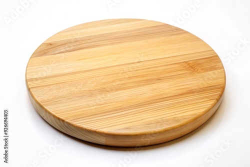 A round wooden cutting board, perfect for preparing food or serving appetizers. It symbolizes natural materials, craftsmanship, functionality, and a touch of rustic charm.