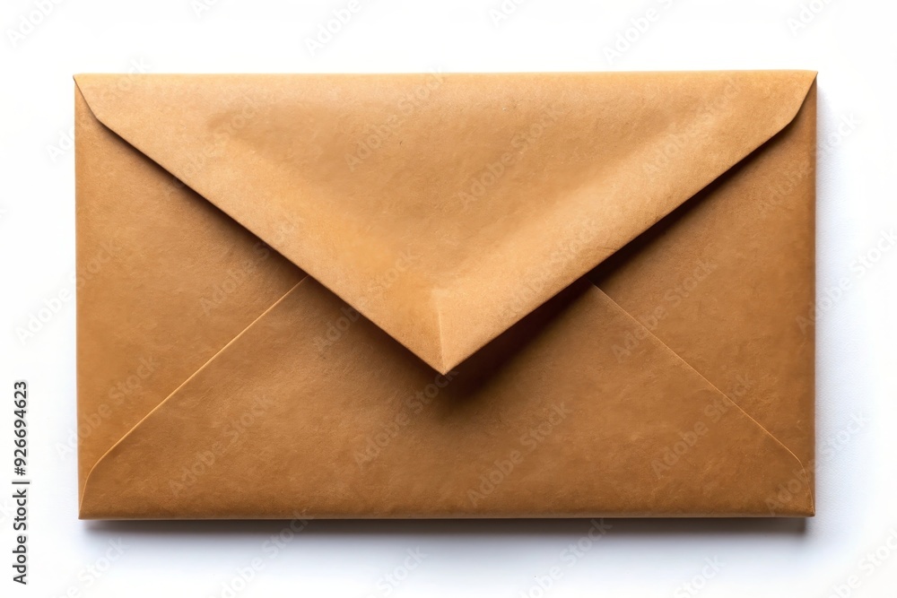 A simple brown paper envelope lies flat on a white background. It represents communication, secrecy, and the anticipation of receiving news or a message. A simple brown paper envelope lies flat on a white background. It represents communication, secrecy, and the anticipation of receiving news or a message.