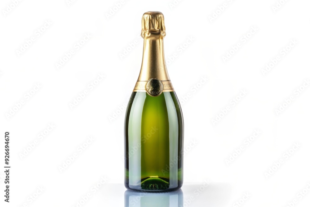 A single champagne bottle stands tall against a clean white backdrop, symbolizing celebration, luxury, sophistication, special occasions, and festive moments. A single champagne bottle stands tall against a clean white backdrop, symbolizing celebration, luxury, sophistication, special occasions, and festive moments.
