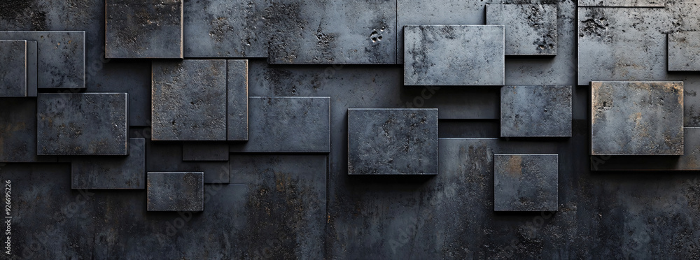 Abstract Dark Metal Tiles Background.
