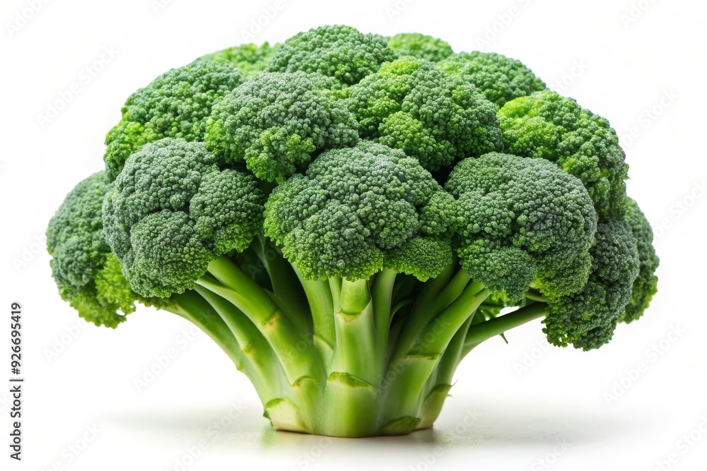 A vibrant head of broccoli with its florets clustered together, symbolizing health, nutrition, freshness, vitality, and growth. A vibrant head of broccoli with its florets clustered together, symbolizing health, nutrition, freshness, vitality, and growth.