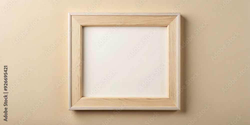 Frame mockup with light wood border on beige background, frame, mockup, light wood, beige, background, design, template, empty Frame mockup with light wood border on beige background, frame, mockup, light wood, beige, background, design, template, empty