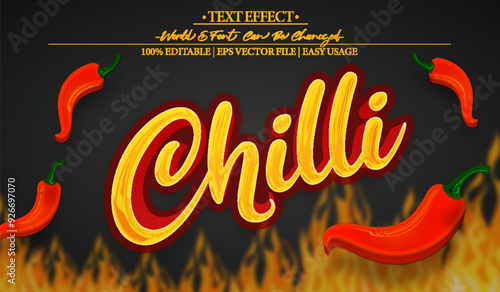 Chilli Spicy Vector Text Effect Editable Alphabet  Hot Pepper Chili Fire Spice Mexican Heat
