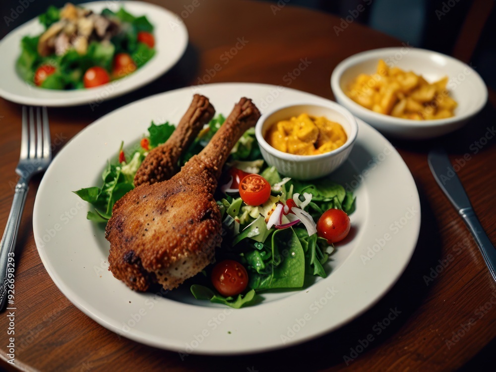 Gourmet Fried Pork Chop with Macaroni and Fresh Garden Salad Gourmet Fried Pork Chop with Macaroni and Fresh Garden Salad