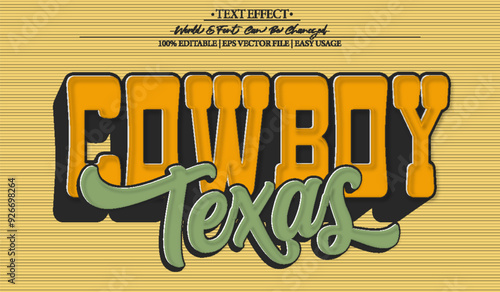 Cowboy Vector Text Effect Editable Alphabet Western Desert Sheriff Texas photo