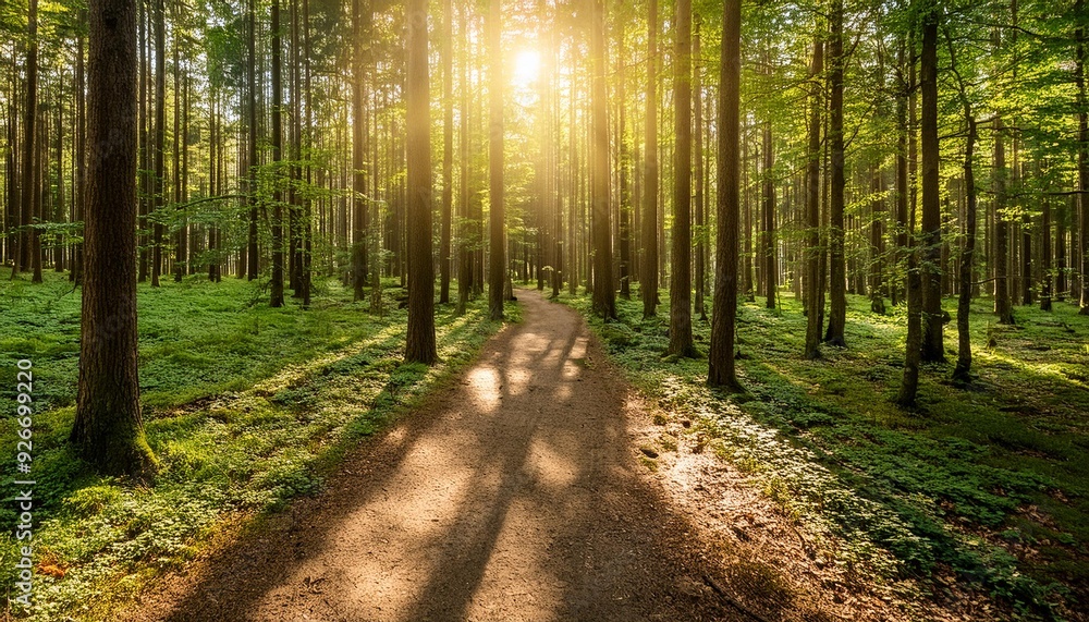 Forest Path with Sunlight and Shadows Forest Path with Sunlight and Shadows
