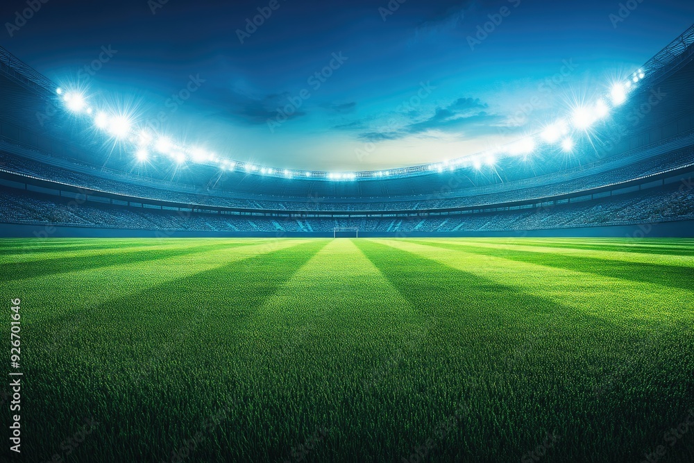 Panoramic View of a Football Stadium on a Clear Night Panoramic View of a Football Stadium on a Clear Night