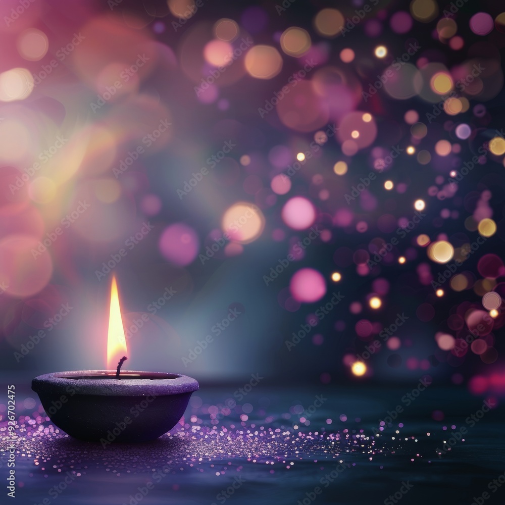 Illuminated Candle on Table With Bokeh Effect at Night Illuminated Candle on Table With Bokeh Effect at Night