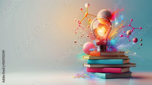Abstract 3D style. Conceptual framework for World Day of Education, Knowledge, Learning and Philosophy with space for text or promotional content.
