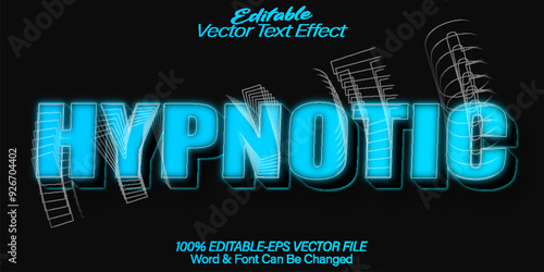 Hypnotic Vector Text Effect Editable Alphabet Psychedelic Spiral Vertigo