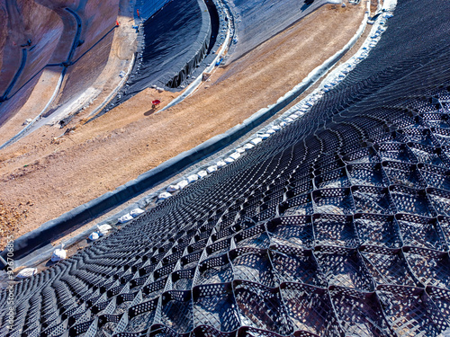 Installation process of geosynthetics in industry and mining photo