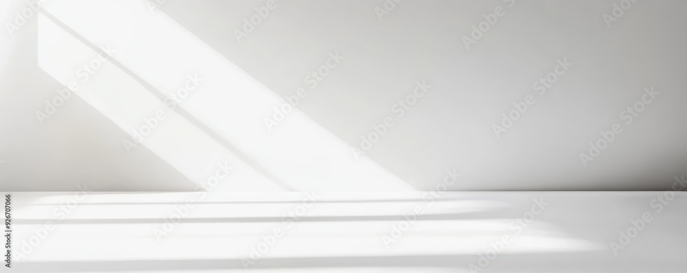 Minimalist white interior with natural light streaming through a window, casting geometric shadows on the smooth surface. Minimalist white interior with natural light streaming through a window, casting geometric shadows on the smooth surface.