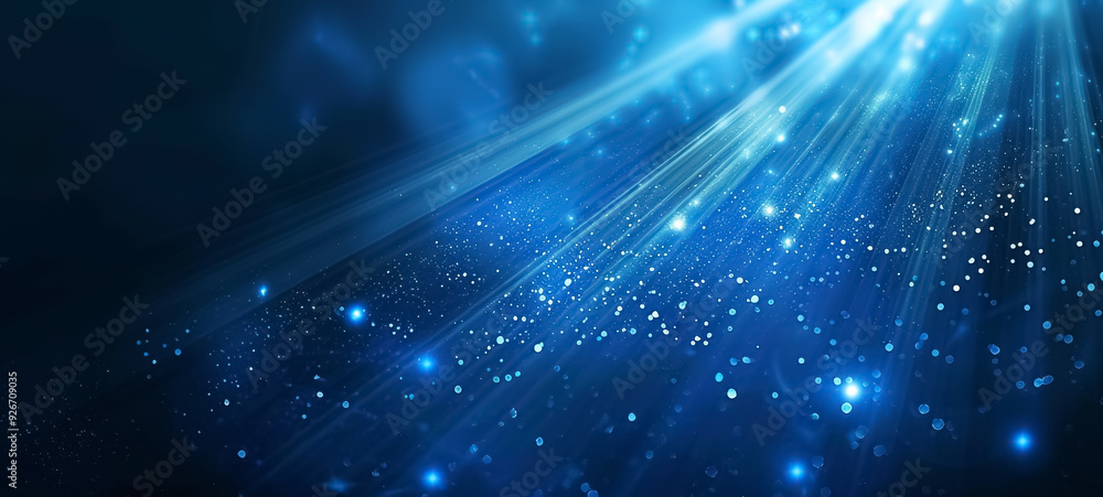 Blue light rays on dark blue background. Blue light rays on dark blue background.