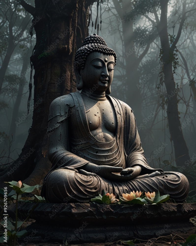 Obraz premium buddha statue in temple