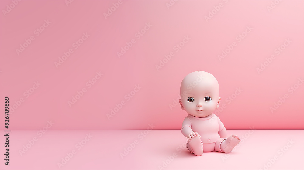Cute Baby on Solid Background with Ample Copy Space Cute Baby on Solid Background with Ample Copy Space