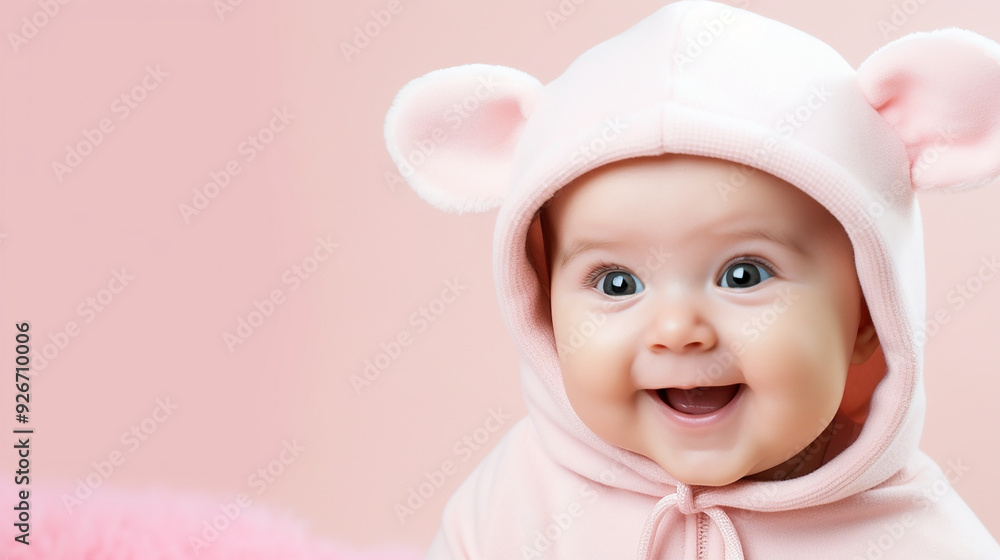 Cute Baby on Solid Background with Ample Copy Space Cute Baby on Solid Background with Ample Copy Space