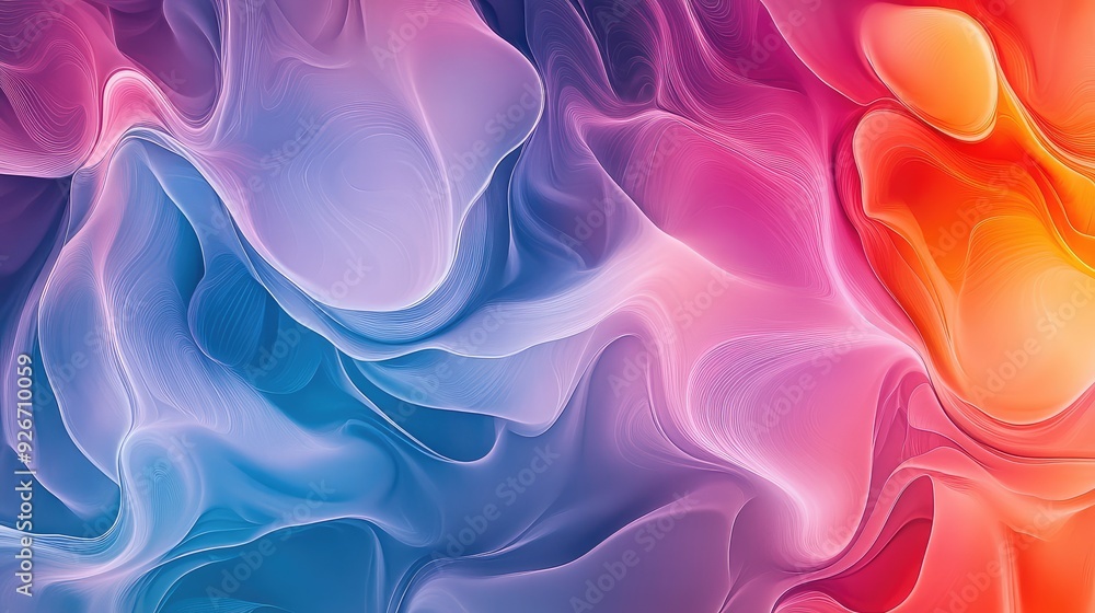 Obraz premium A fluid abstract pattern with intersecting, vibrant lines creating a colorful, smooth background.