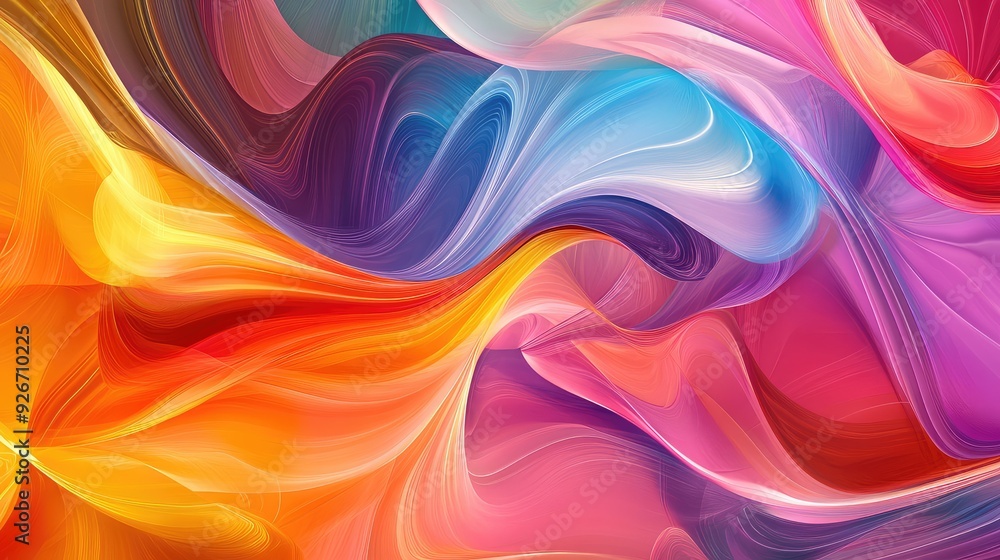 A fluid abstract pattern with intersecting, vibrant lines creating a colorful, smooth background. A fluid abstract pattern with intersecting, vibrant lines creating a colorful, smooth background.