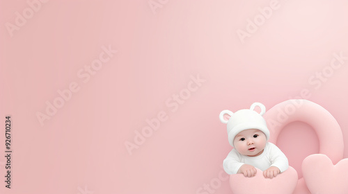 Wallpaper Mural Cute Baby on Solid Background with Ample Copy Space Torontodigital.ca