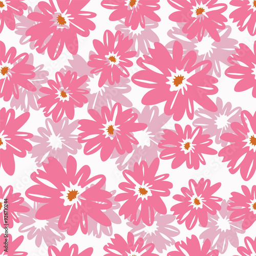 Watercolor seamless pattern with garden flowers. Vintage spring or summer floral pattern. Flower seamless pattern. Botanical art. Wedding floral