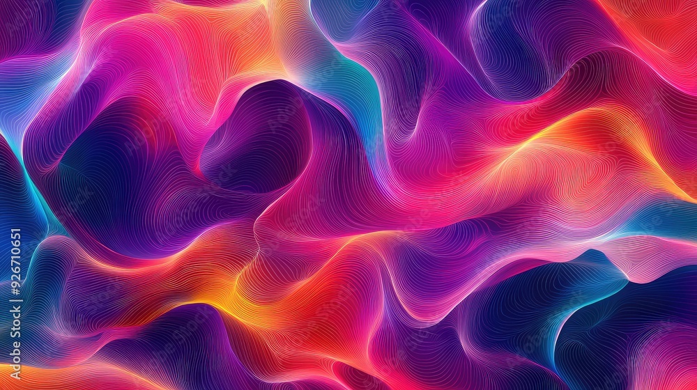 Obraz premium A fluid and colorful pattern of intersecting lines forming an abstract, flowing background.