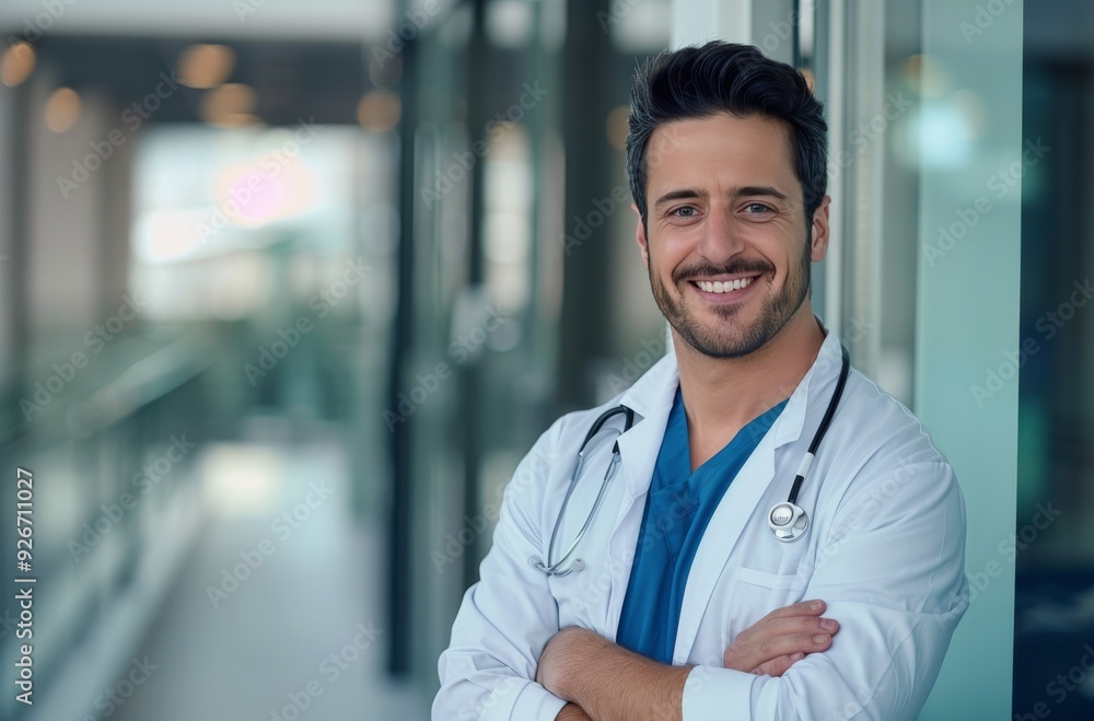 Smiling Doctor in Lab Coat in Hospital Corridor During Daytime Smiling Doctor in Lab Coat in Hospital Corridor During Daytime